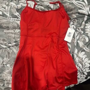 Refuge Red Satin Chemise with Spaghetti Straps